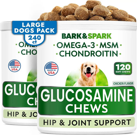 BARK&SPARK - Bark&Spark Glucosamine Chondroitin Dog Hip & Joint 120 Masticables 2 Pack - The Red Vitamin MX - Cuidado De Cadera Y Articulaciones Para Perros - {{ shop.shopifyCountryName }}