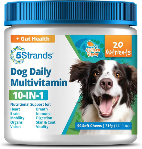 5STRANDS - 5Strands Dog Multivitamin Chews 10-in-1 Vitamins & Postbiotics Chicken 90 Masticables - The Red Vitamin MX - Multivitamínicos Para Perros - {{ shop.shopifyCountryName }}