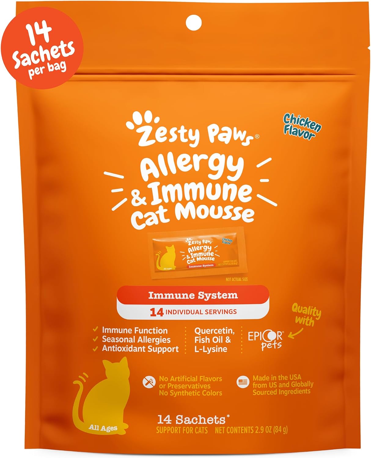 Zesty Paws Allergy & Immune Mousse Chicken 14 Paquetes