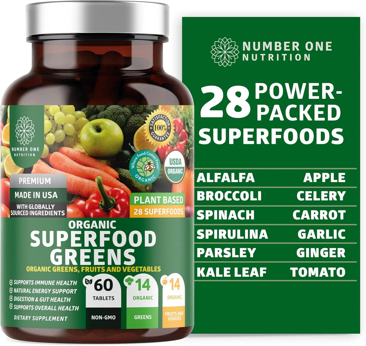 N1N - N1N Premium Organic Superfood Greens 60 Tabletas - The Red Vitamin MX - Suplementos Alimenticios - {{ shop.shopifyCountryName }}