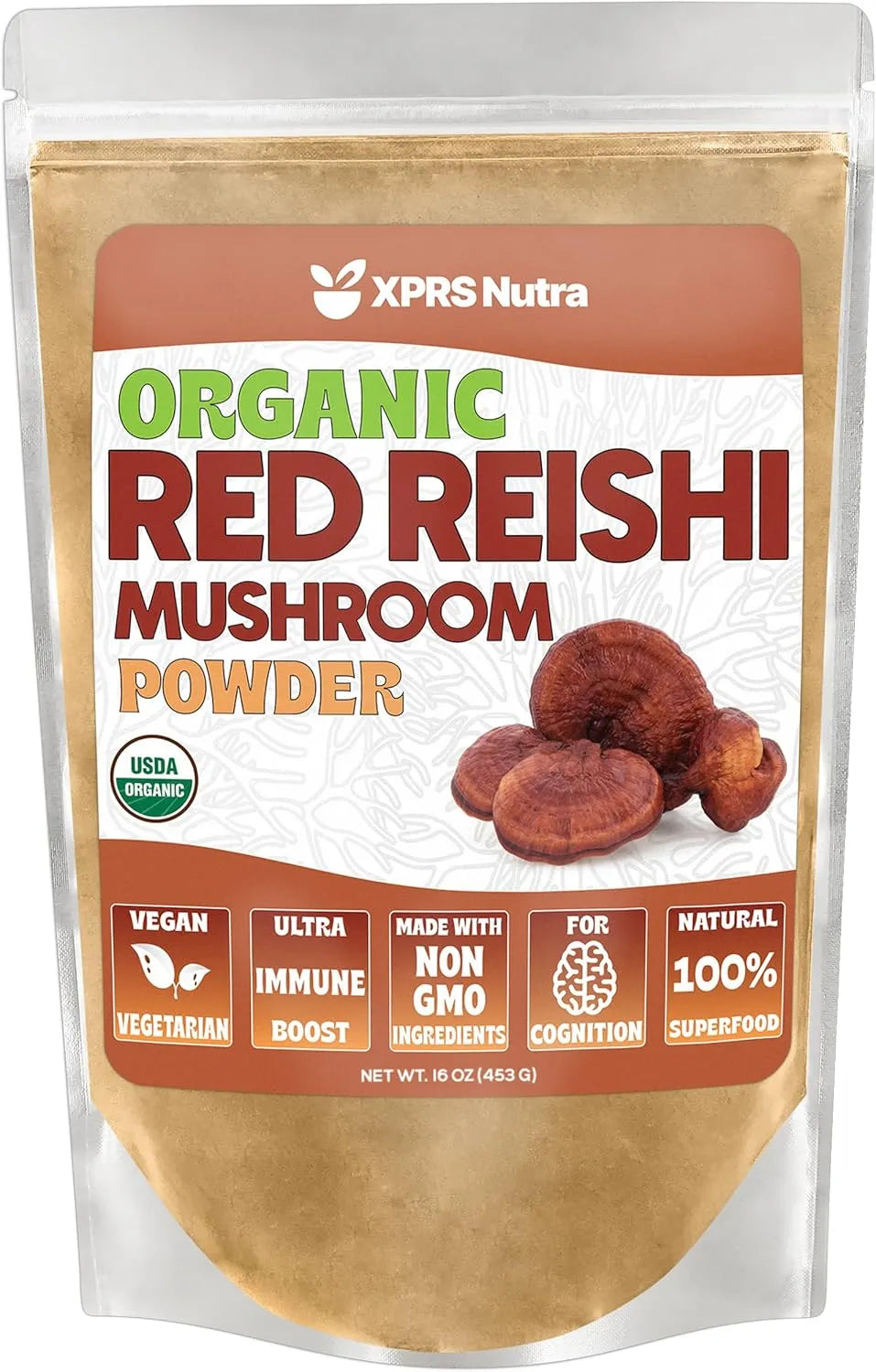 XPRS NUTRA - XPRS Nutra Organic Red Reishi Mushroom Powder 453Gr. - The Red Vitamin MX - Suplementos Alimenticios - {{ shop.shopifyCountryName }}