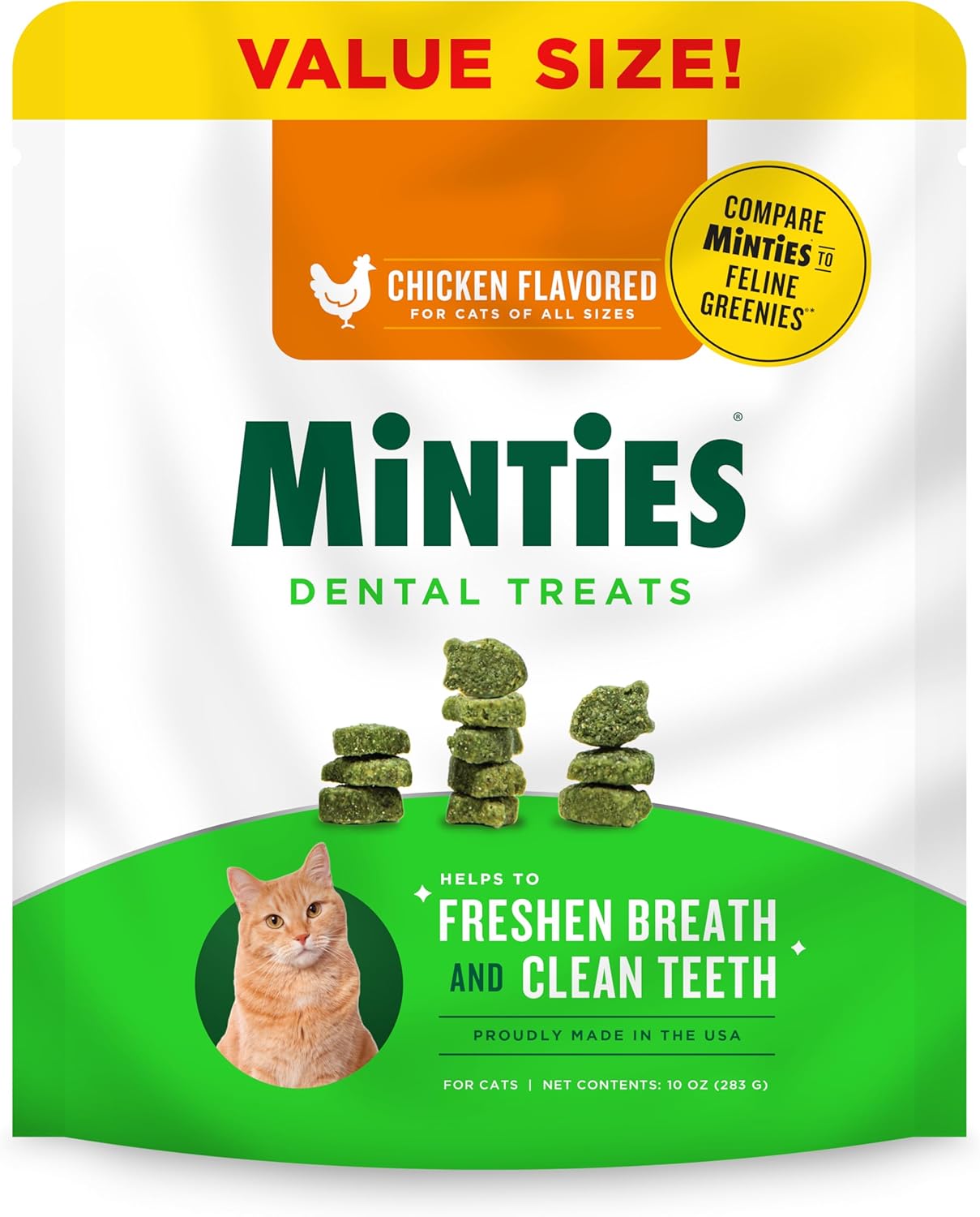 Minties Dental Treats for Cats Chicken Flavored 283Gr.