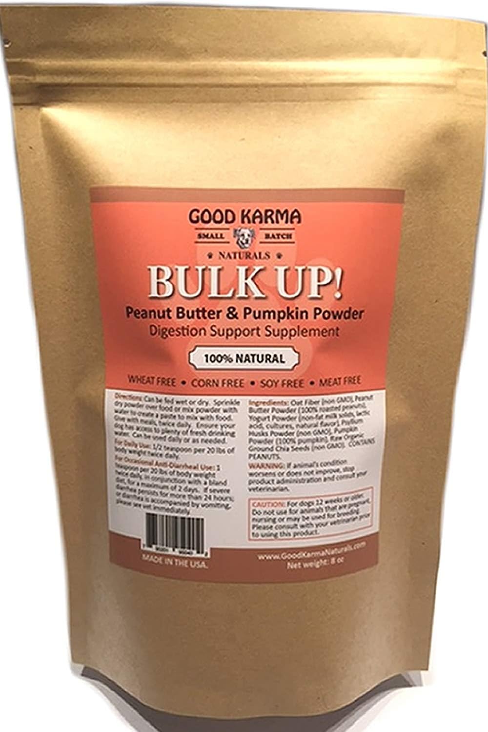 GOOD KARMA NATURALS All Natural Digestion Support Diarrhea Relief & Anal Gland Health for Dogs 8 Oz.