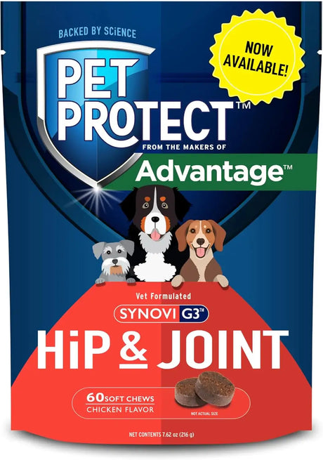PET PROTECT - Pet Protect from The Makers of Advantage Vet-Formulated Hip & Joint for Dogs 60 Masticables - The Red Vitamin MX - Cuidado De Cadera Y Articulaciones Para Perros - {{ shop.shopifyCountryName }}