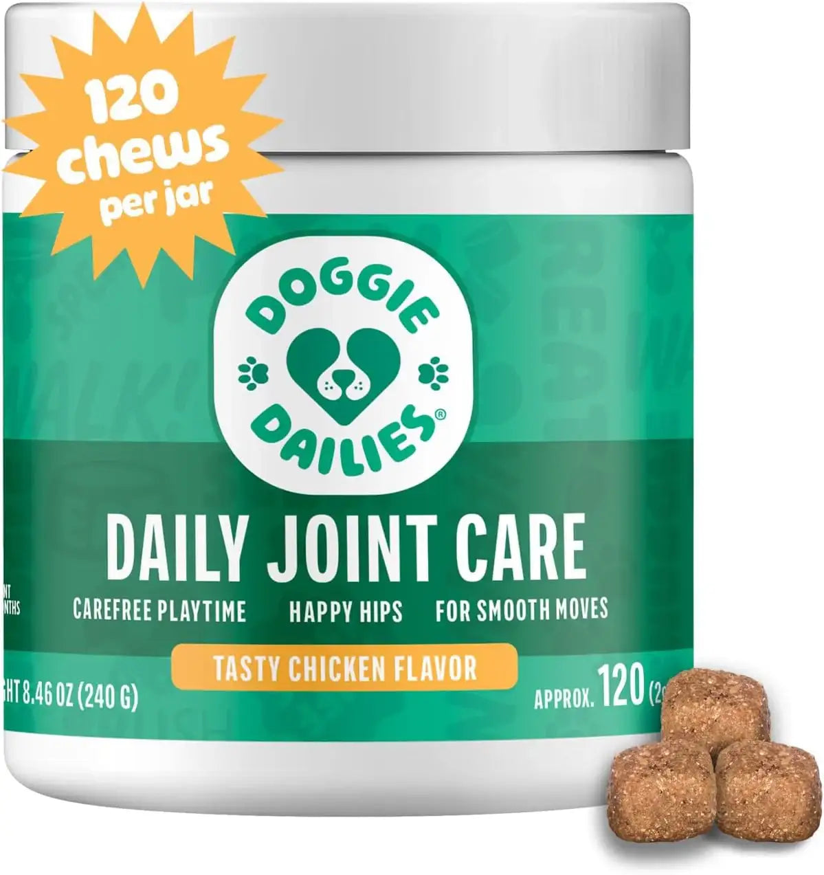 DOGGIE DAILIES - Doggie Dailies Daily Joint Care Glucosamine for Dogs Chicken 120 Masticables - The Red Vitamin MX - Cuidado De Cadera Y Articulaciones Para Perros - {{ shop.shopifyCountryName }}