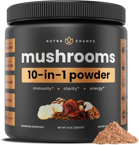 NUTRACHAMPS - NutraChamps Organic Mushroom Powder 10-in-1 Complex 226Gr. - The Red Vitamin MX - Suplementos Alimenticios - {{ shop.shopifyCountryName }}