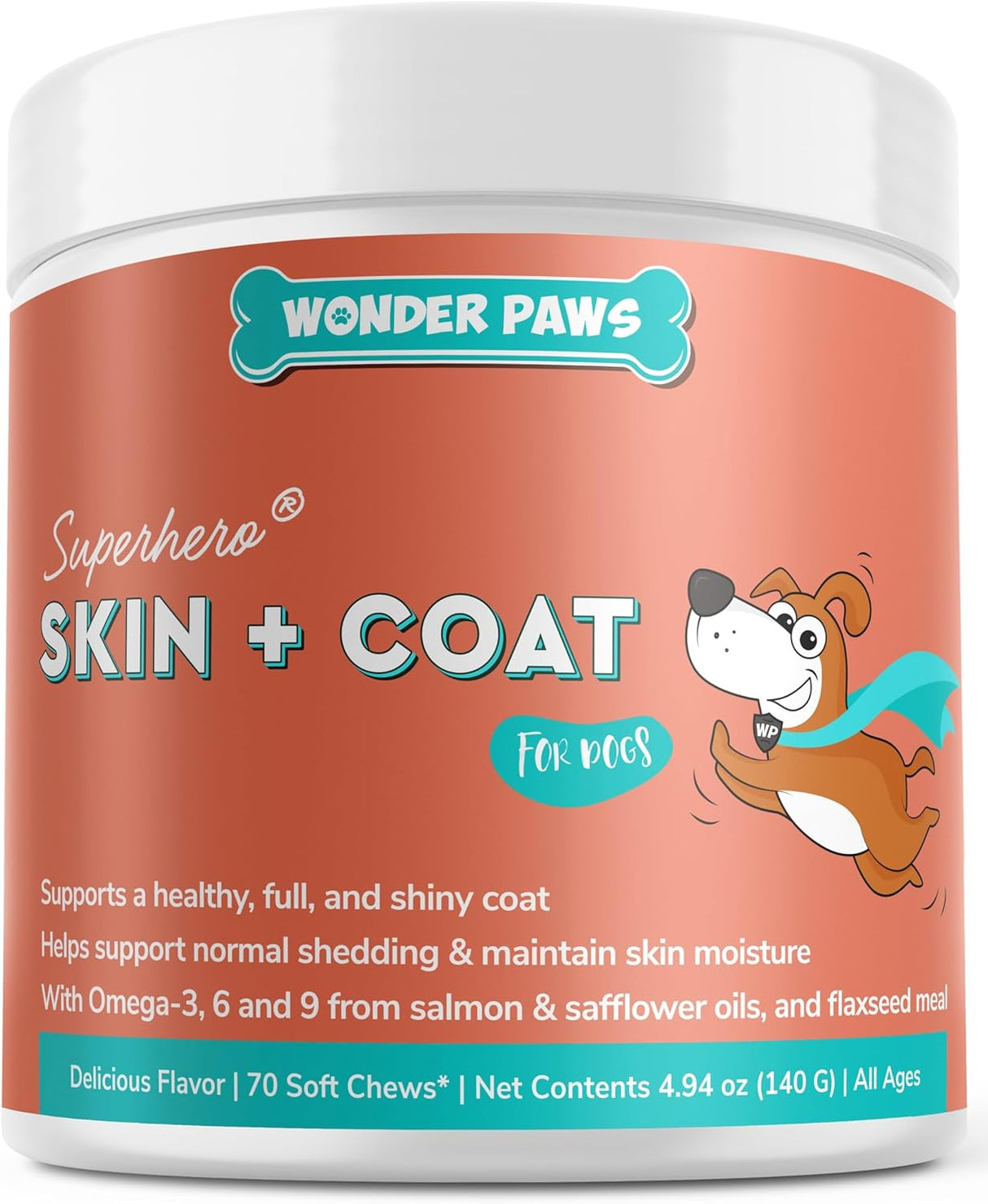 WONDER PAWS Skin & Coat Supplement for Dogs with Salmon Oil 70 Masticables