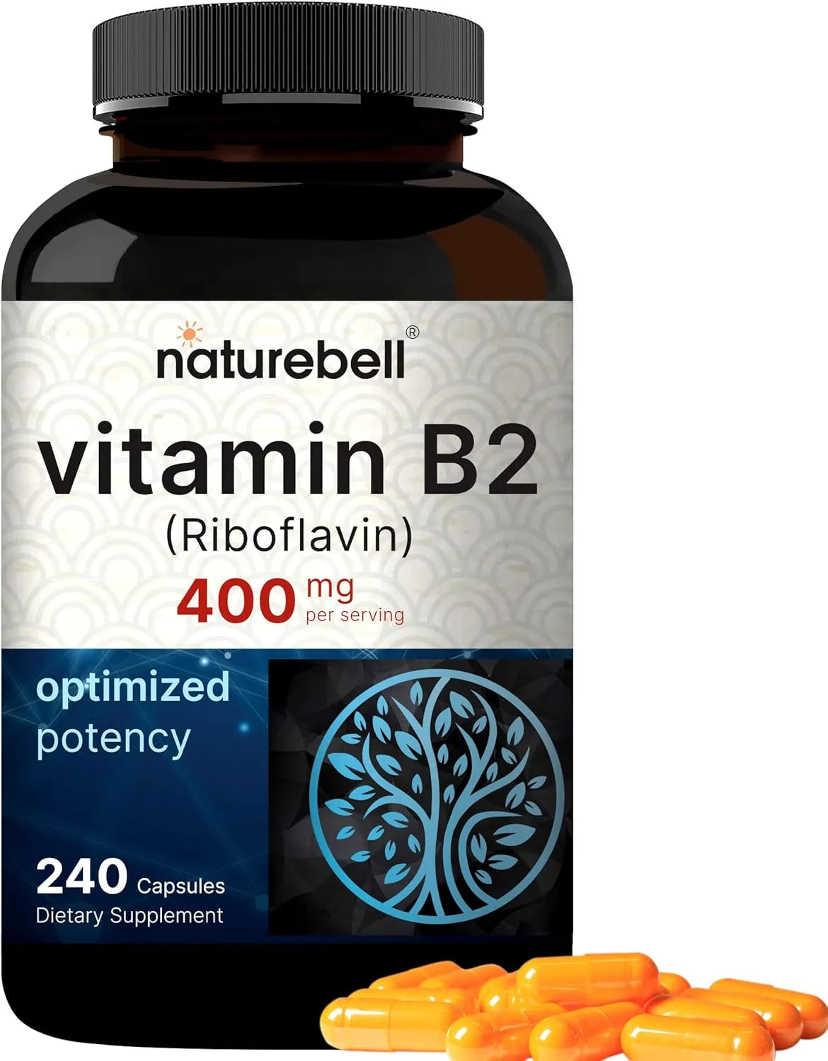 NATUREBELL - NatureBell Vitamin B2 Riboflavin 400Mg. 240 Capsulas - The Red Vitamin MX - Suplementos Alimenticios - {{ shop.shopifyCountryName }}