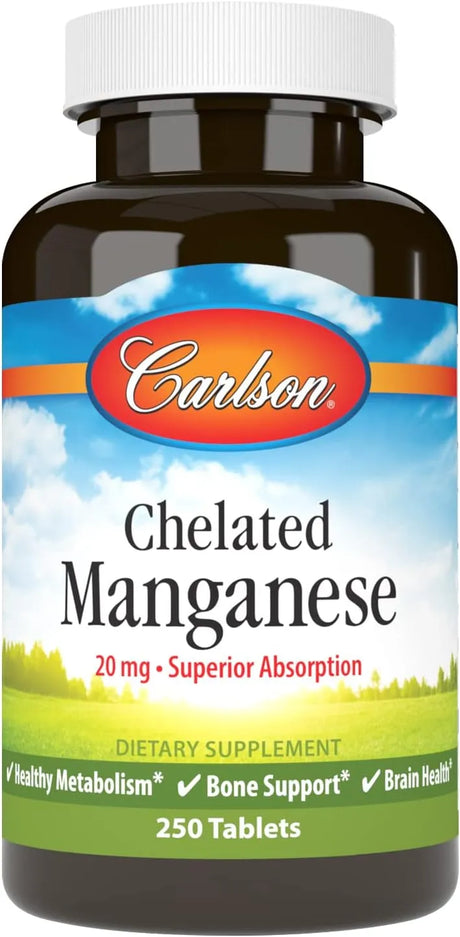 CARLSON - Carlson Chelated Manganese 20Mg. 250 Tabletas - The Red Vitamin MX - Suplementos Alimenticios - {{ shop.shopifyCountryName }}