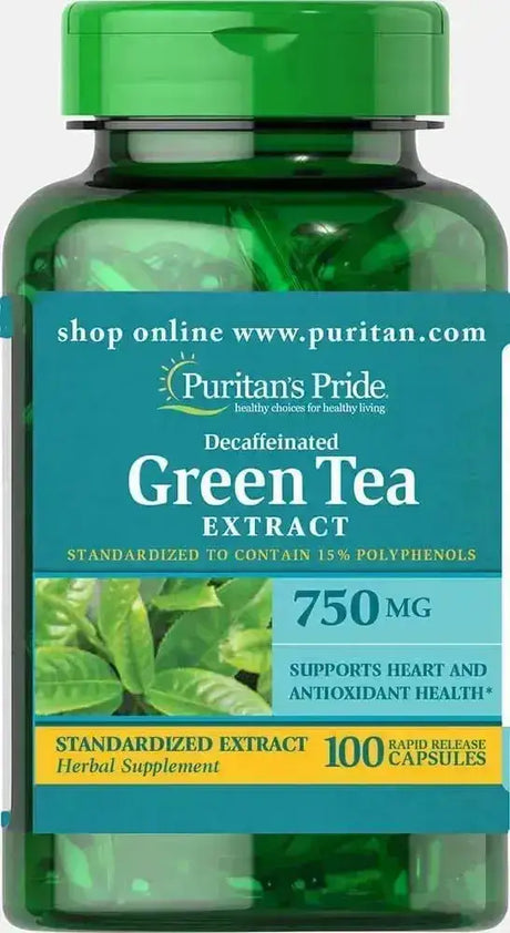 PURITAN'S PRIDE - Puritan's Pride Decaffeinated Green Tea Standardized Extract 750Mg. 100 Capsulas - The Red Vitamin MX - Suplementos Alimenticios - {{ shop.shopifyCountryName }}