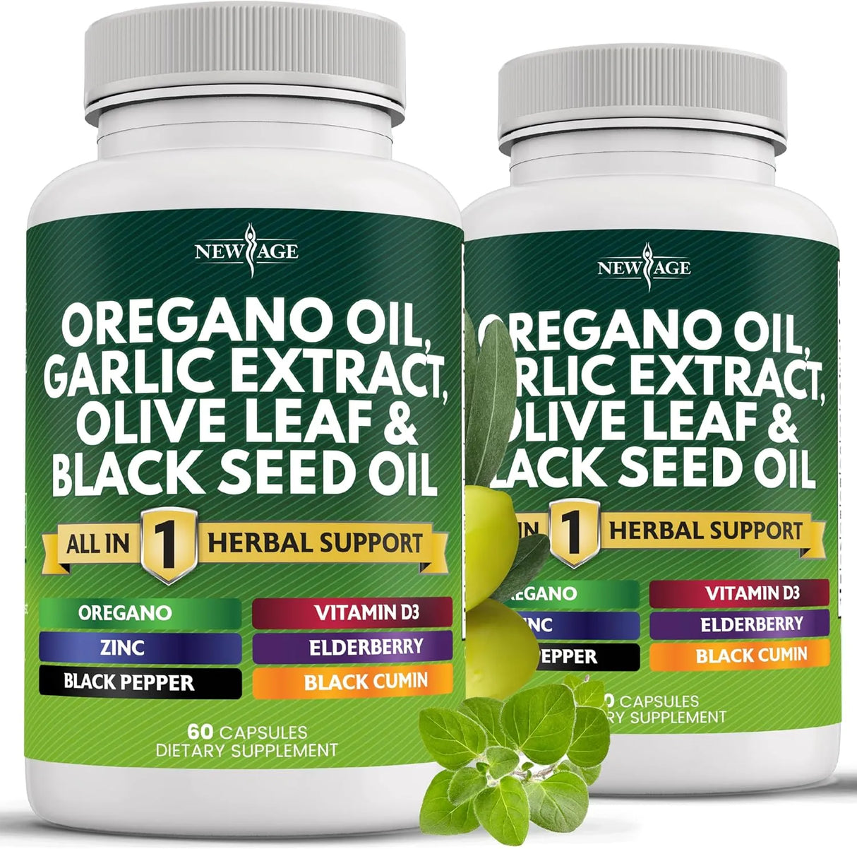 NEW AGE - NEW AGE Oregano Oil Garlic Extract Olive Leaf with Astragalus 60 Capsulas 2 Pack - The Red Vitamin MX - Suplementos Alimenticios - {{ shop.shopifyCountryName }}