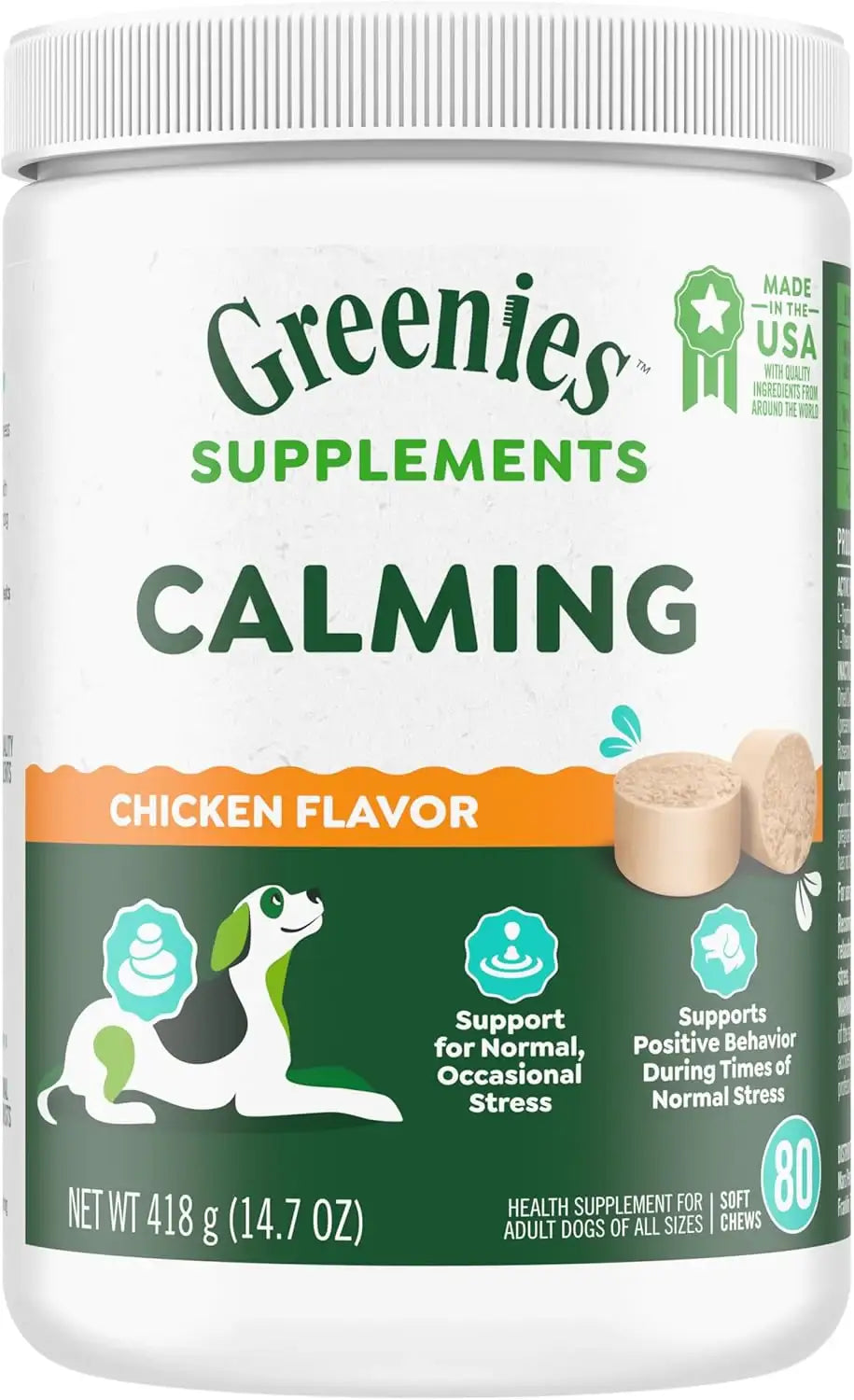 GREENIES - Greenies Supplements Calming Chews for Dogs Chicken Flavor 80 Masticables - The Red Vitamin MX - Relajantes Para Perros - {{ shop.shopifyCountryName }}