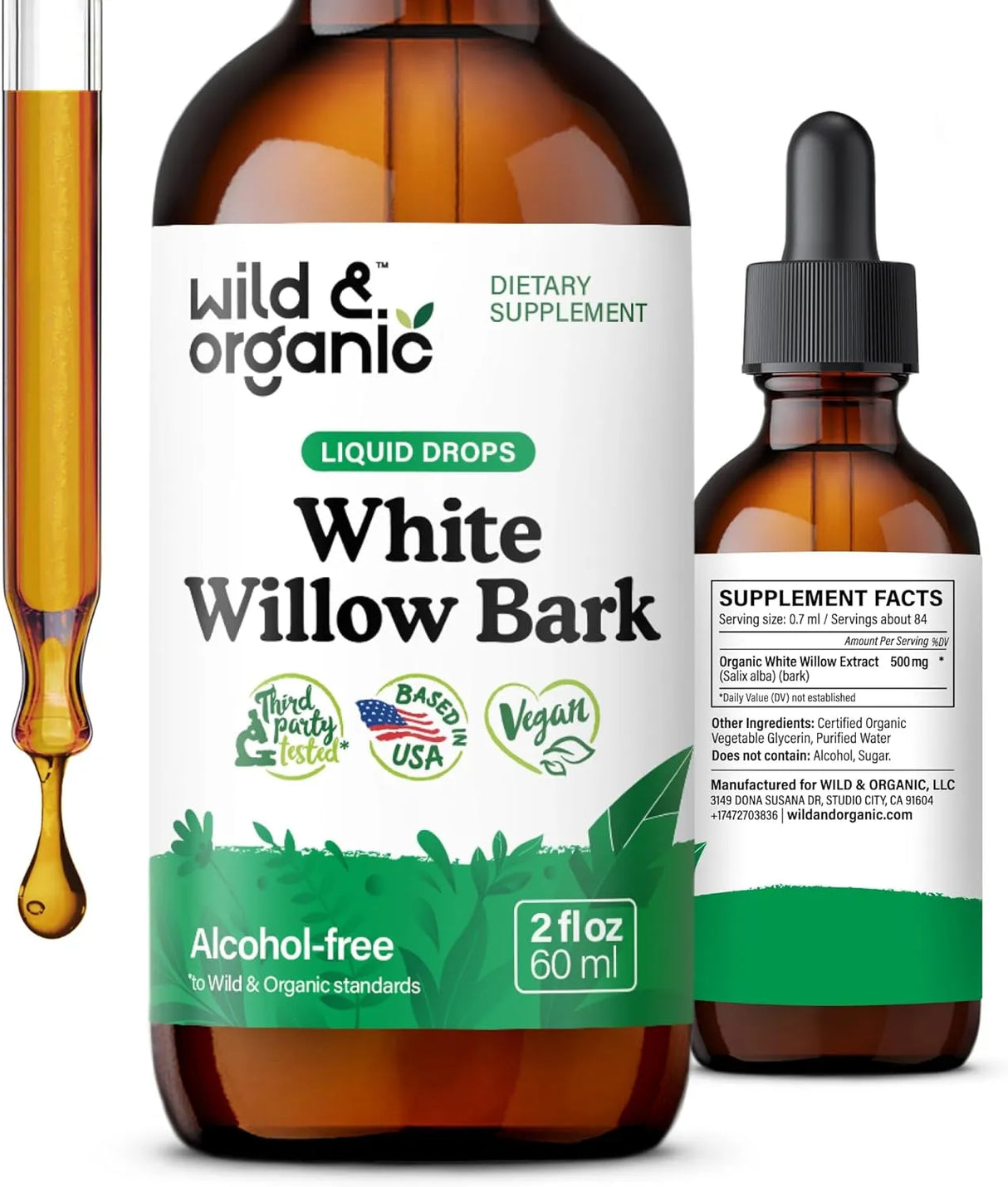 WILD & ORGANIC - Wild & Organic White Willow Bark Extract Liquid Drops 2 Fl.Oz. - The Red Vitamin MX - Suplementos Alimenticios - {{ shop.shopifyCountryName }}