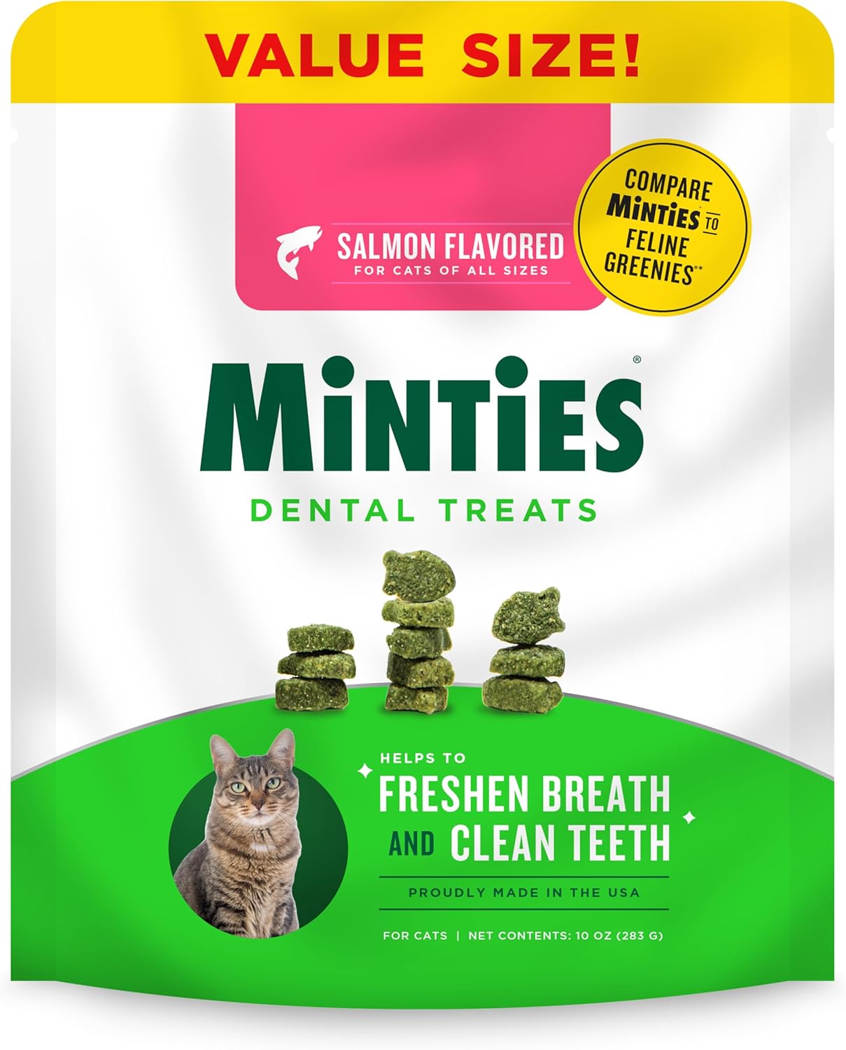 Minties Dental Treats for Cats Salmon Flavored 283Gr.