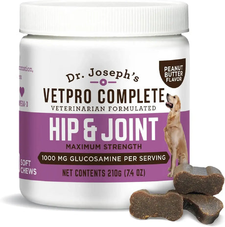 DR. JOSEPH'S - Dr. Joseph's VetPro Complete Dog Hip and Joint Peanut Butter Flavored 60 Masticables - The Red Vitamin MX - Cuidado De Cadera Y Articulaciones Para Perros - {{ shop.shopifyCountryName }}