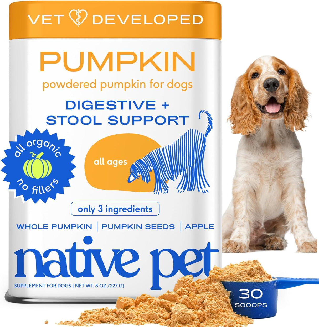 Native Pet Pumpkin for Dogs 30 Servicios 227Gr.