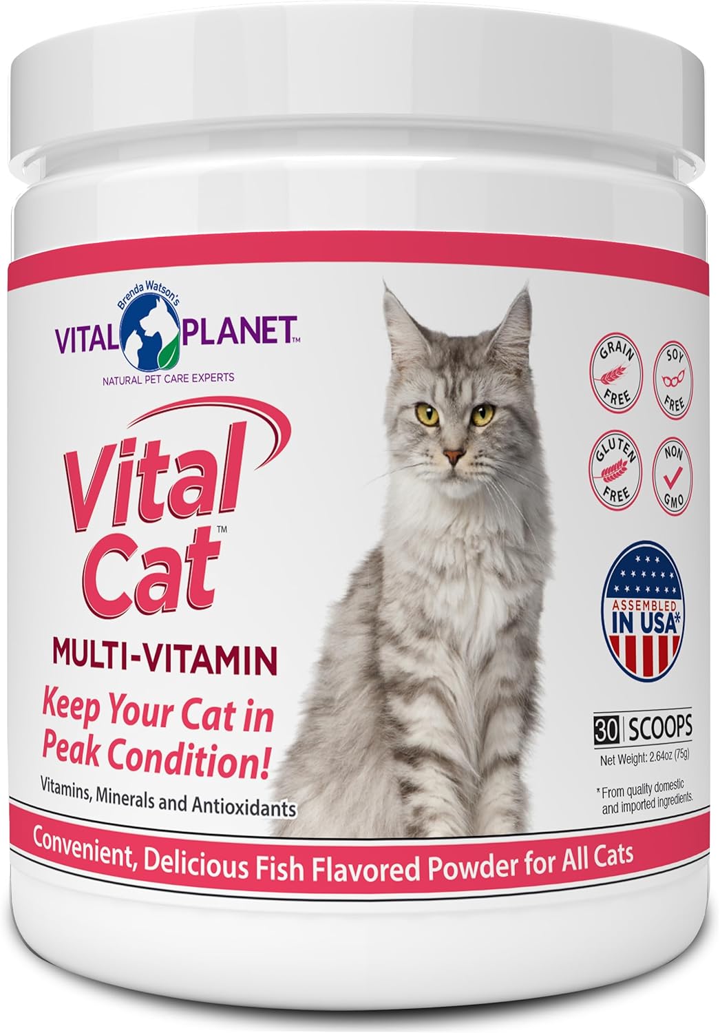 Vital Planet Vital Cat Multi Vitamin Mineral and Antioxidant Powder for Cats 30 Servicios 75Gr.
