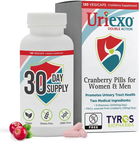 URIEXO - Uriexo Double Action Cranberry Capsules Urinary Tract 120 Capsulas - The Red Vitamin MX - Suplementos Alimenticios - {{ shop.shopifyCountryName }}
