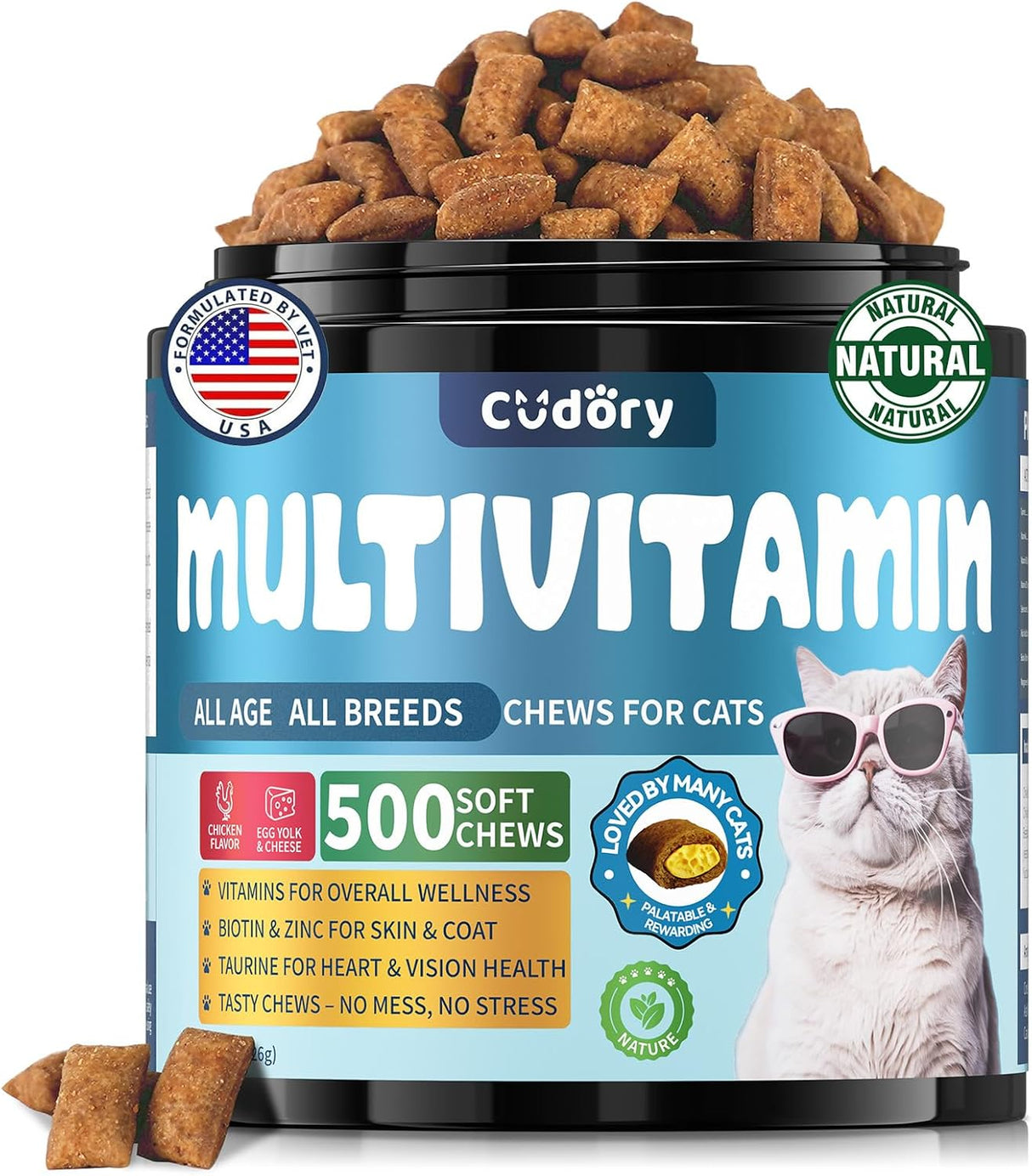Cudory Cat Multivitamin Crunchy & Creamy Cheese Chew 500 Masticables
