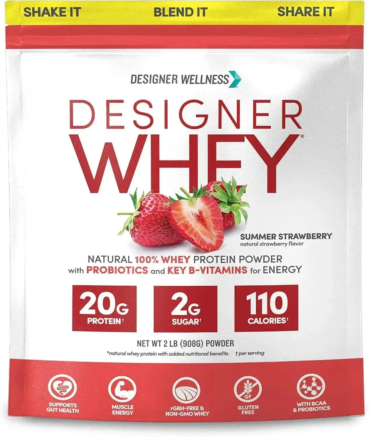 DESIGNER WELLNESS - Designer Wellness Designer Whey Natural Whey Protein Powder Summer Strawberry 908Gr. - The Red Vitamin MX - Suplementos Alimenticios - {{ shop.shopifyCountryName }}