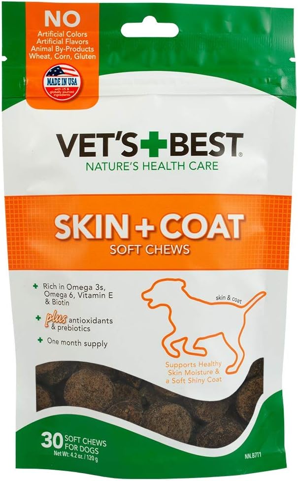 Vet's Best Skin & Coat Dog Supplements 50 Tabletas Masticables