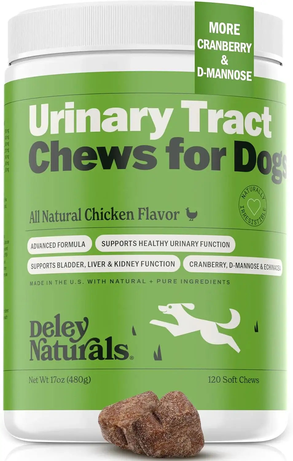 DELEY NATURALS - Deley Naturals Dog UTI Prevention 120 Masticables - The Red Vitamin MX - Salud De Tracto Urinario Para Perros - {{ shop.shopifyCountryName }}