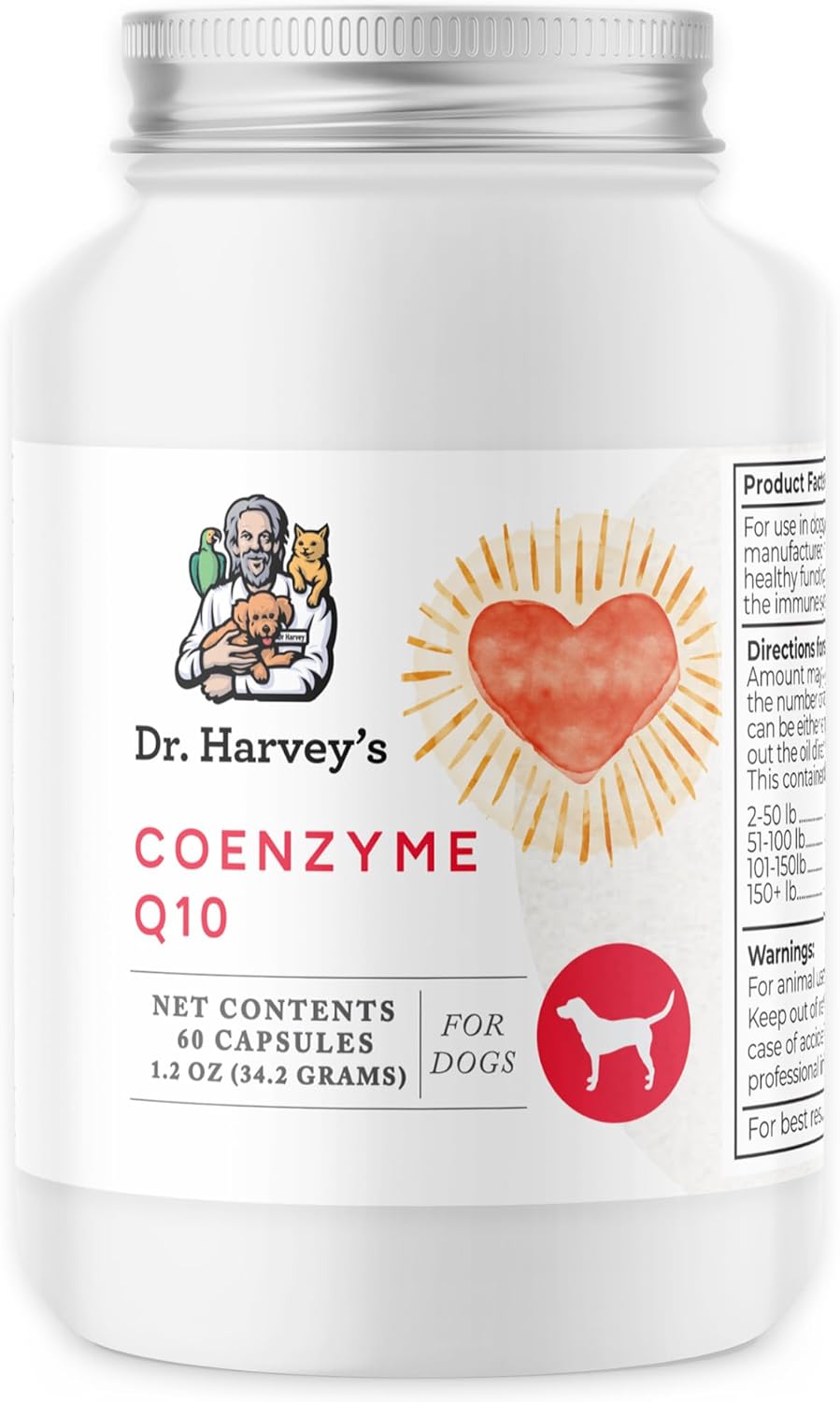 Dr. Harvey's Coenzyme Q10 Heart & Cardiovascular Support Supplements for Dogs 60 Capsulas