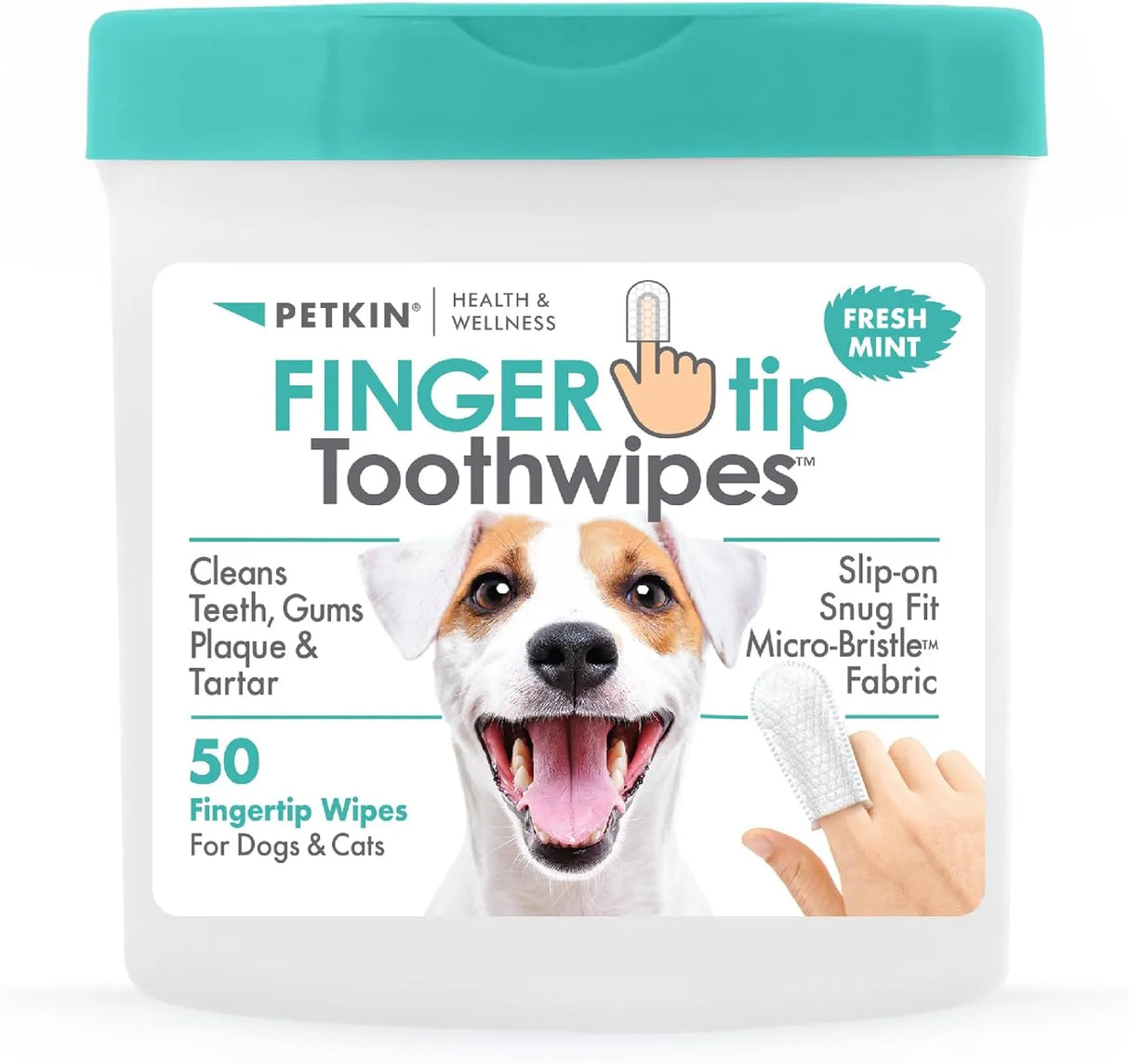 PETKIN - Petkin Fingertip Tooth Wipes for Dogs and Cats Fresh Mint 50 Toallitas - The Red Vitamin MX - Cuidado Dental Para Perros - {{ shop.shopifyCountryName }}