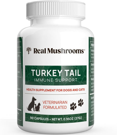 REAL MUSHROOMS - Real Mushrooms Turkey Tail Capsules for Pets 90 Capsulas - The Red Vitamin MX - Suplementos Herbales Para Perros - {{ shop.shopifyCountryName }}