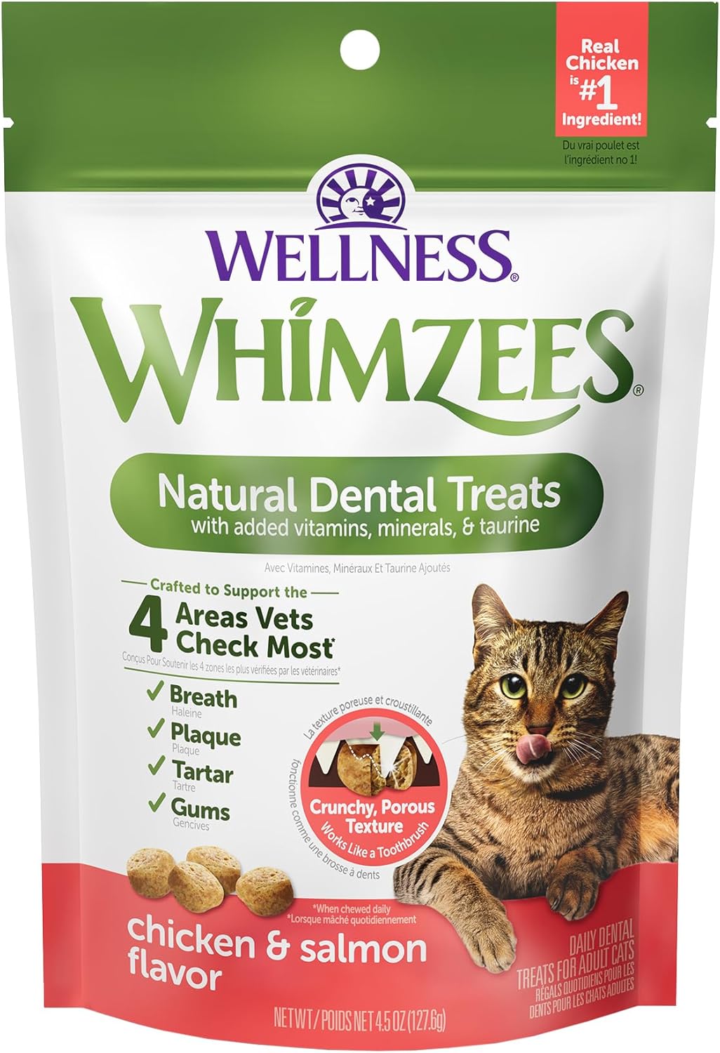 WHIMZEES Wellness Cat Dental Treats Natural Chews Chicken and Salmon Flavor 127Gr.