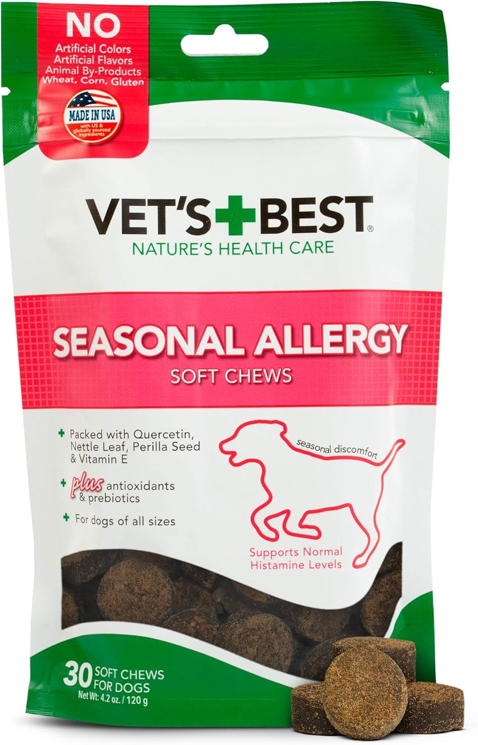 Vet's Best Seasonal Allergy Relief Soft Chews for Dogs 30 Masticables