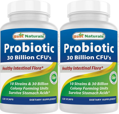 BEST NATURALS - Best Naturals Probiotic 10 Strains & 30 Billion CFU 120 Capsulas 2 Pack - The Red Vitamin MX - Suplementos Alimenticios - {{ shop.shopifyCountryName }}