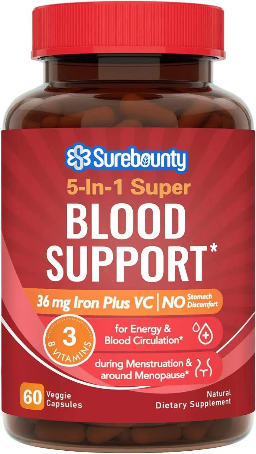 SUREBOUNTY - Surebounty 5-in-1 Blood Support 60 Capsulas - The Red Vitamin MX - Suplementos Alimenticios - {{ shop.shopifyCountryName }}