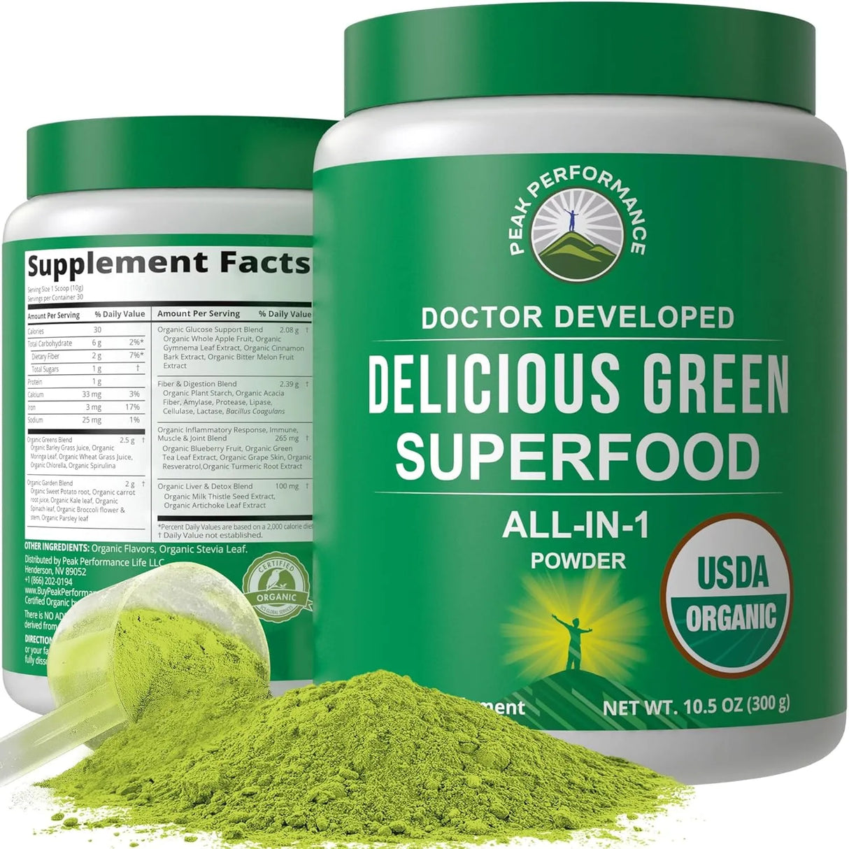 PEAK PERFORMANCE - Peak Performance Organic Greens Superfood Powder 300Gr. - The Red Vitamin MX - Suplementos Alimenticios - {{ shop.shopifyCountryName }}