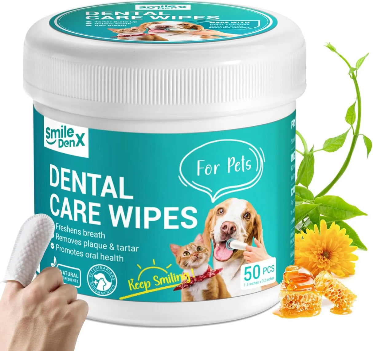 SMILEDENX - SmileDenX Dog Dental Care Finger Wipes Beef 50 Toallitas - The Red Vitamin MX - Cuidado Dental Para Perros - {{ shop.shopifyCountryName }}