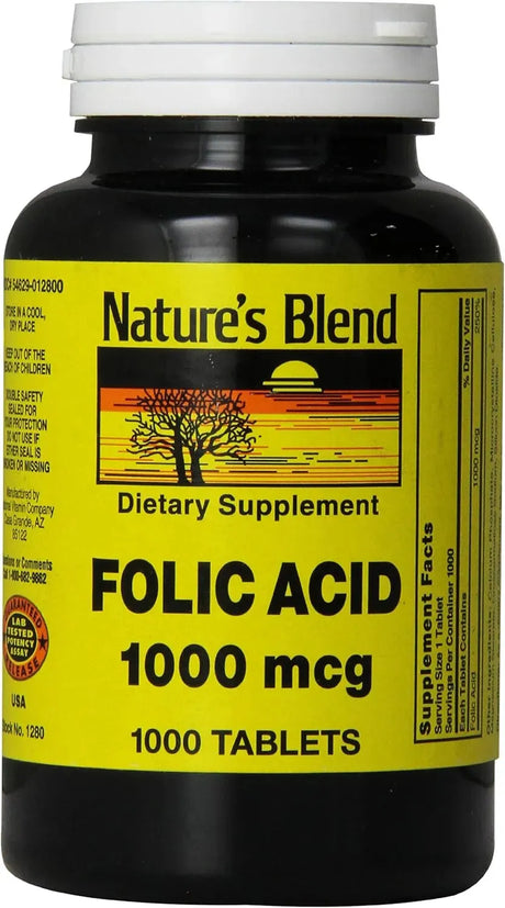 NATURE'S BLEND - Nature's Blend Folic Acid 1000mcg 1000 Tabletas - The Red Vitamin MX - Suplementos Alimenticios - {{ shop.shopifyCountryName }}