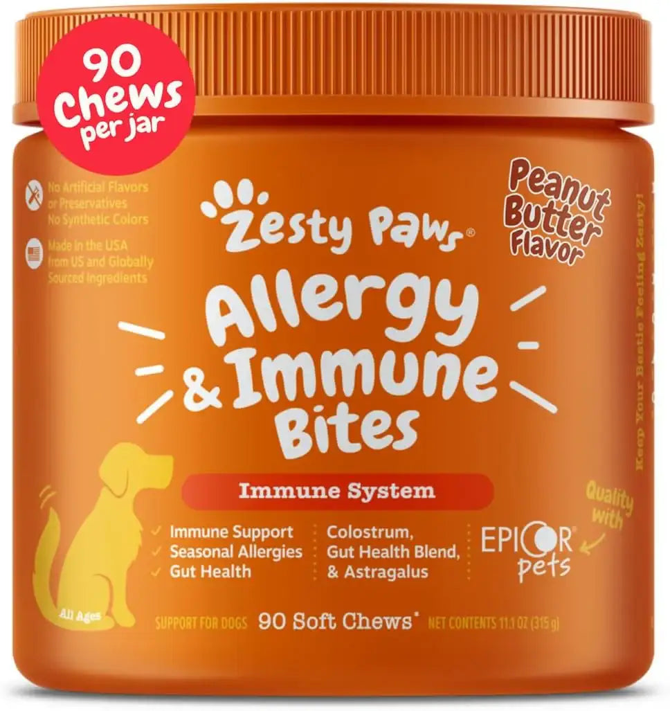 ZESTY PAWS - Zesty Paws Dog Allergy Relief Peanut Butter 90 Masticables - The Red Vitamin MX - Remedios Para La Picazón De Perros - {{ shop.shopifyCountryName }}