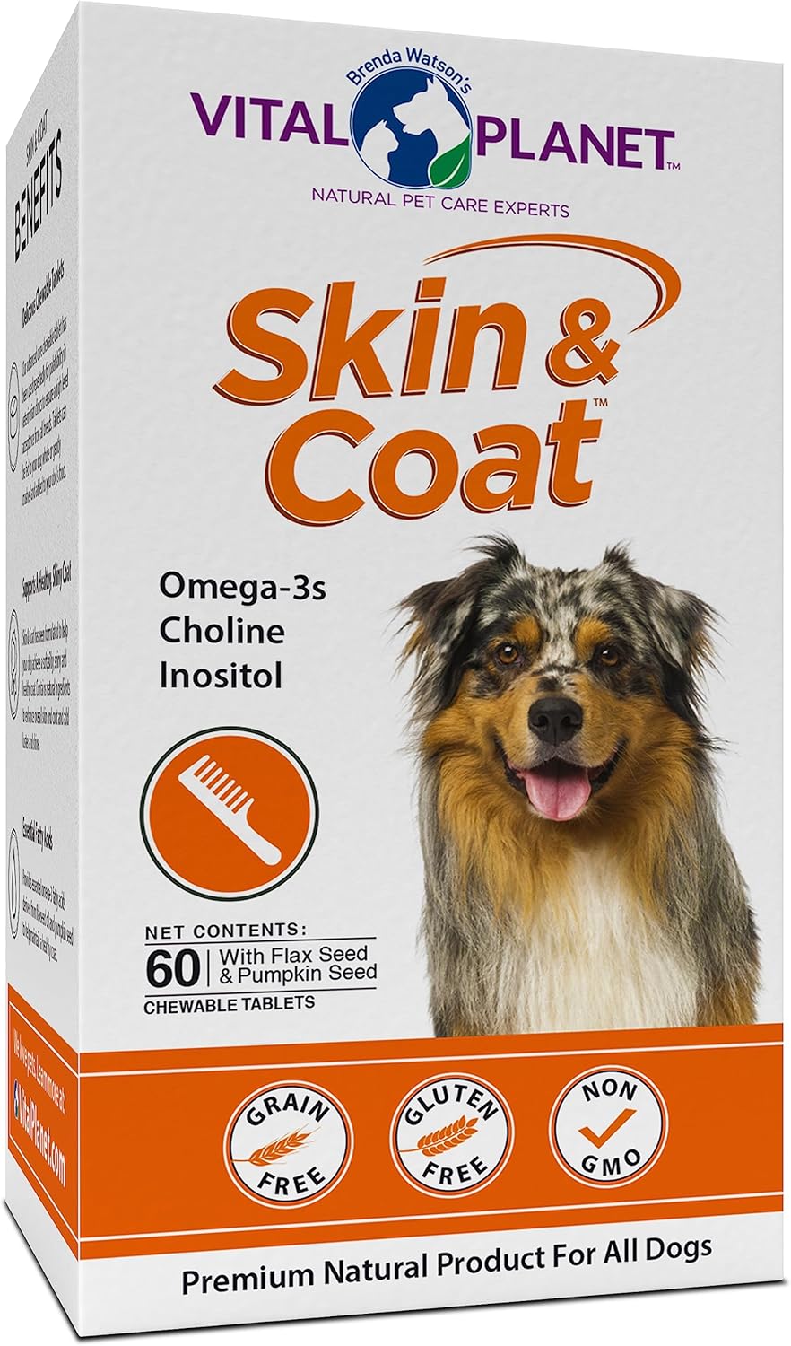 Vital Planet Skin and Coat Supplement for Dogs 60 Tabletas Masticables