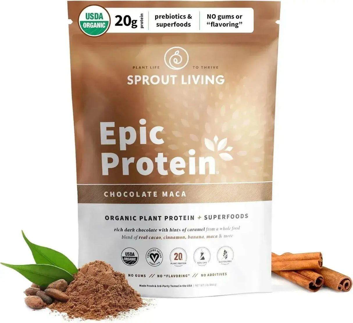 SPROUT LIVING - Sprout Living Epic Protein Plant Based Protein & Superfoods Powder Chocolate Maca 456Gr. - The Red Vitamin MX - Suplementos Alimenticios - {{ shop.shopifyCountryName }}