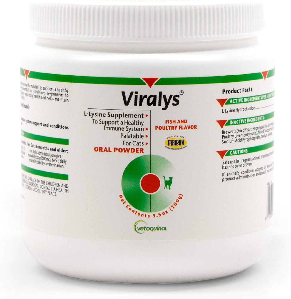Vetoquinol Viralys Daily L-Lysine Powder for Cats and Kittens 100Gr.