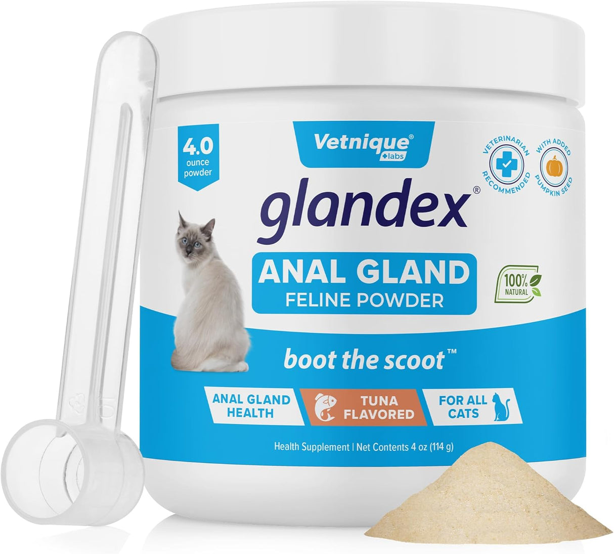 Vetnique Glandex Feline Anal Gland or Daily Probiotic Fiber Supplement Powder for Cats 114Gr.