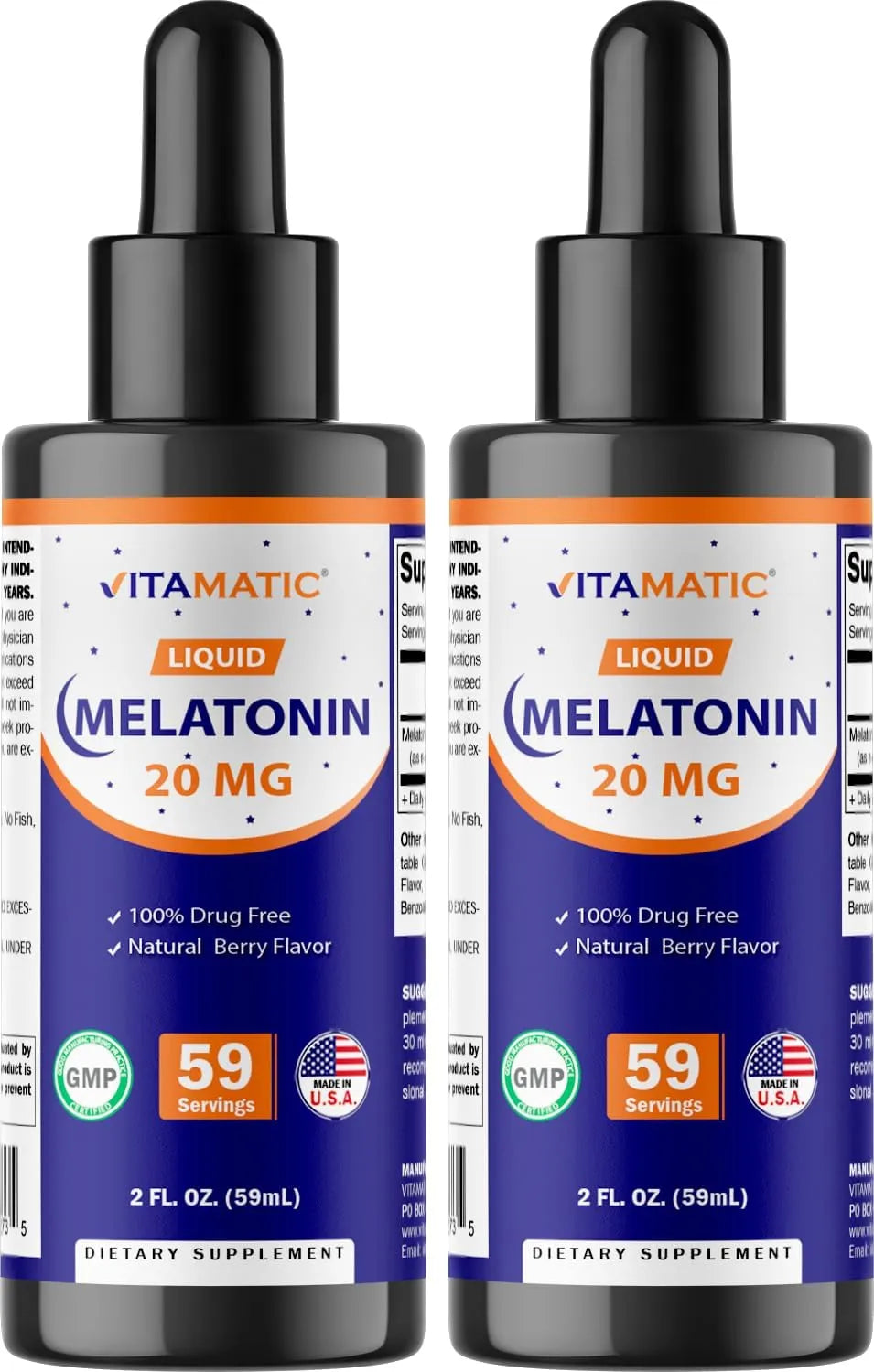 VITAMATIC - Vitamatic Melatonin 20Mg. Liquid Drops 2 Fl.Oz. 2 Pack - The Red Vitamin MX - Suplementos Alimenticios - {{ shop.shopifyCountryName }}
