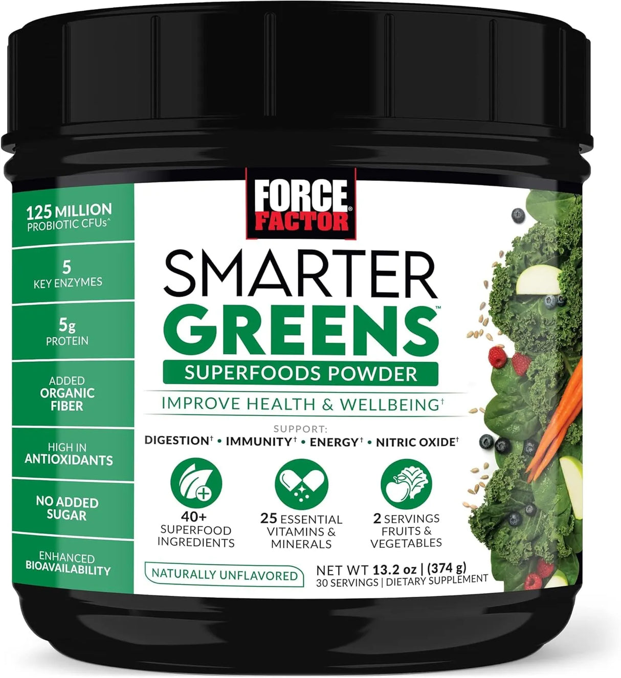 FORCE FACTOR - Force Factor Smarter Greens Superfoods Powder 30 Servicios 374Gr. - The Red Vitamin MX - Suplementos Alimenticios - {{ shop.shopifyCountryName }}