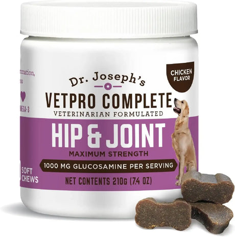 DR. JOSEPH'S - Dr. Joseph's VetPro Complete Dog Hip and Joint Chicken Flavored 60 Masticables - The Red Vitamin MX - Cuidado De Cadera Y Articulaciones Para Perros - {{ shop.shopifyCountryName }}