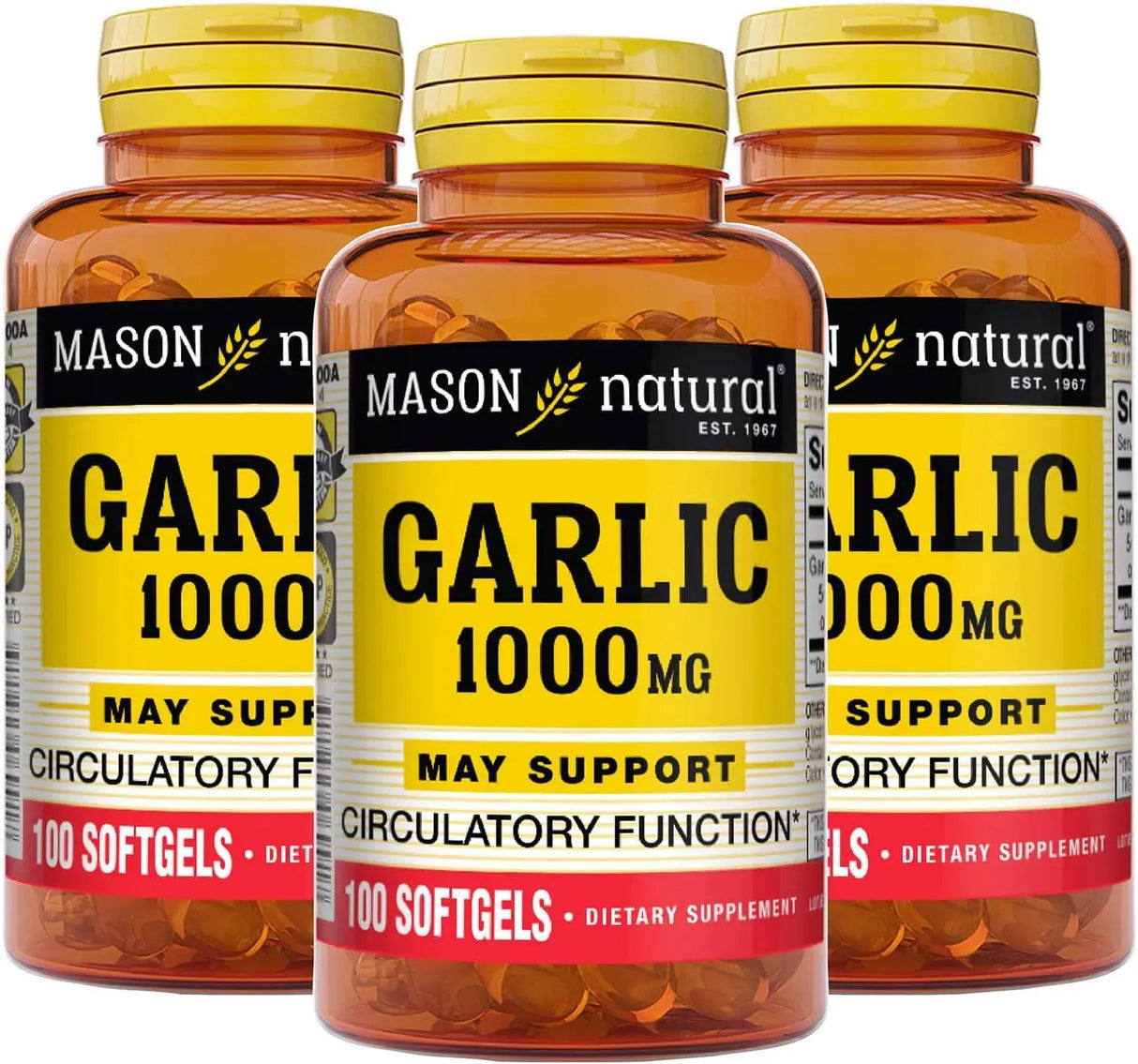 MASON NATURAL - MASON NATURAL Garlic Oil 1000Mg. 100 Capsulas Blandas 3 Pack - The Red Vitamin MX - Suplementos Alimenticios - {{ shop.shopifyCountryName }}