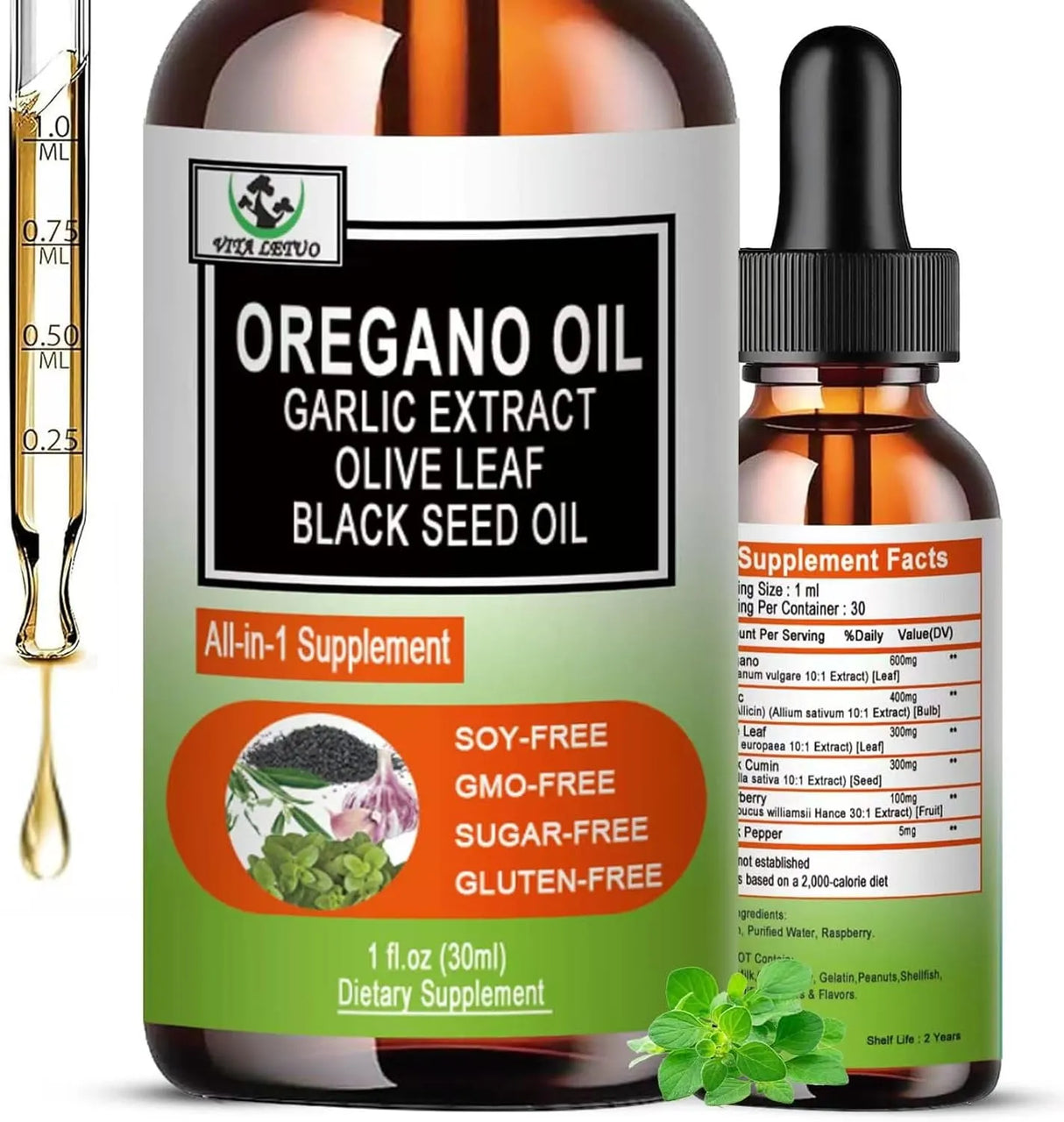 VITA LETUO - Vita Letuo Organic Oil of Oregano with Black Seed Oil 30Ml. - The Red Vitamin MX - Suplementos Alimenticios - {{ shop.shopifyCountryName }}
