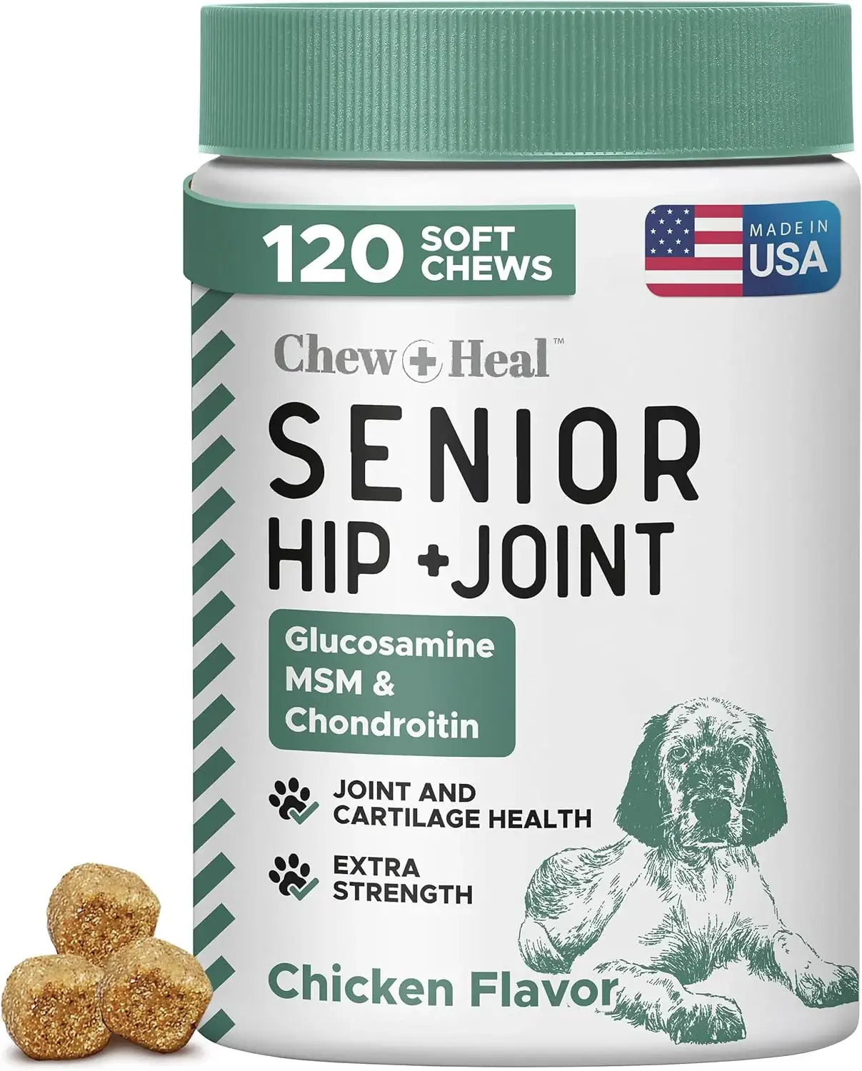 CHEW + HEAL - Chew + Heal Labs Senior Hip and Joint Chicken Flavor 120 Masticables - The Red Vitamin MX - Cuidado De Cadera Y Articulaciones Para Perros - {{ shop.shopifyCountryName }}