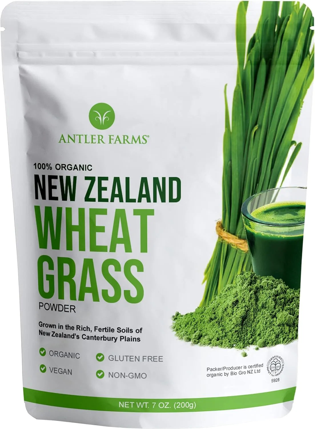 ANTLER FARMS - Antler Farms 100% Pure Organic New Zealand Wheatgrass Powder 40 Servicios 200Gr. - The Red Vitamin MX - Suplementos Alimenticios - {{ shop.shopifyCountryName }}