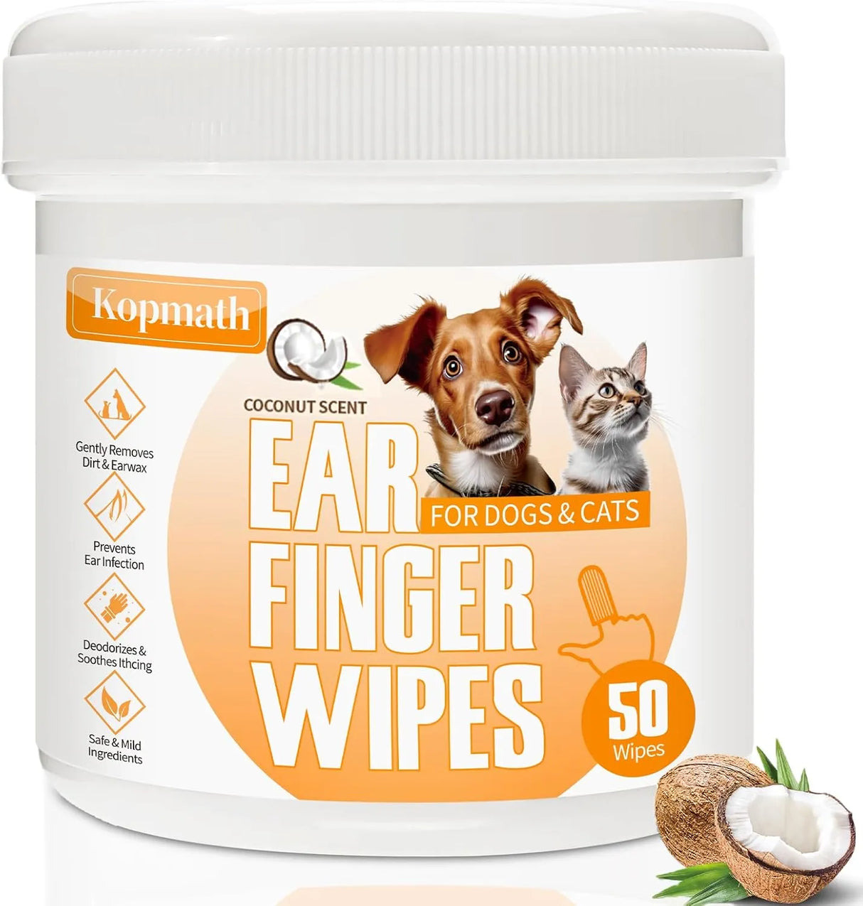 KOPMATH - Kopmath Ear Cleaner Finger Wipes for Dogs & Cats Coconut Scent 50 Toallitas - The Red Vitamin MX - Cuidado Del Oído De Perros - {{ shop.shopifyCountryName }}