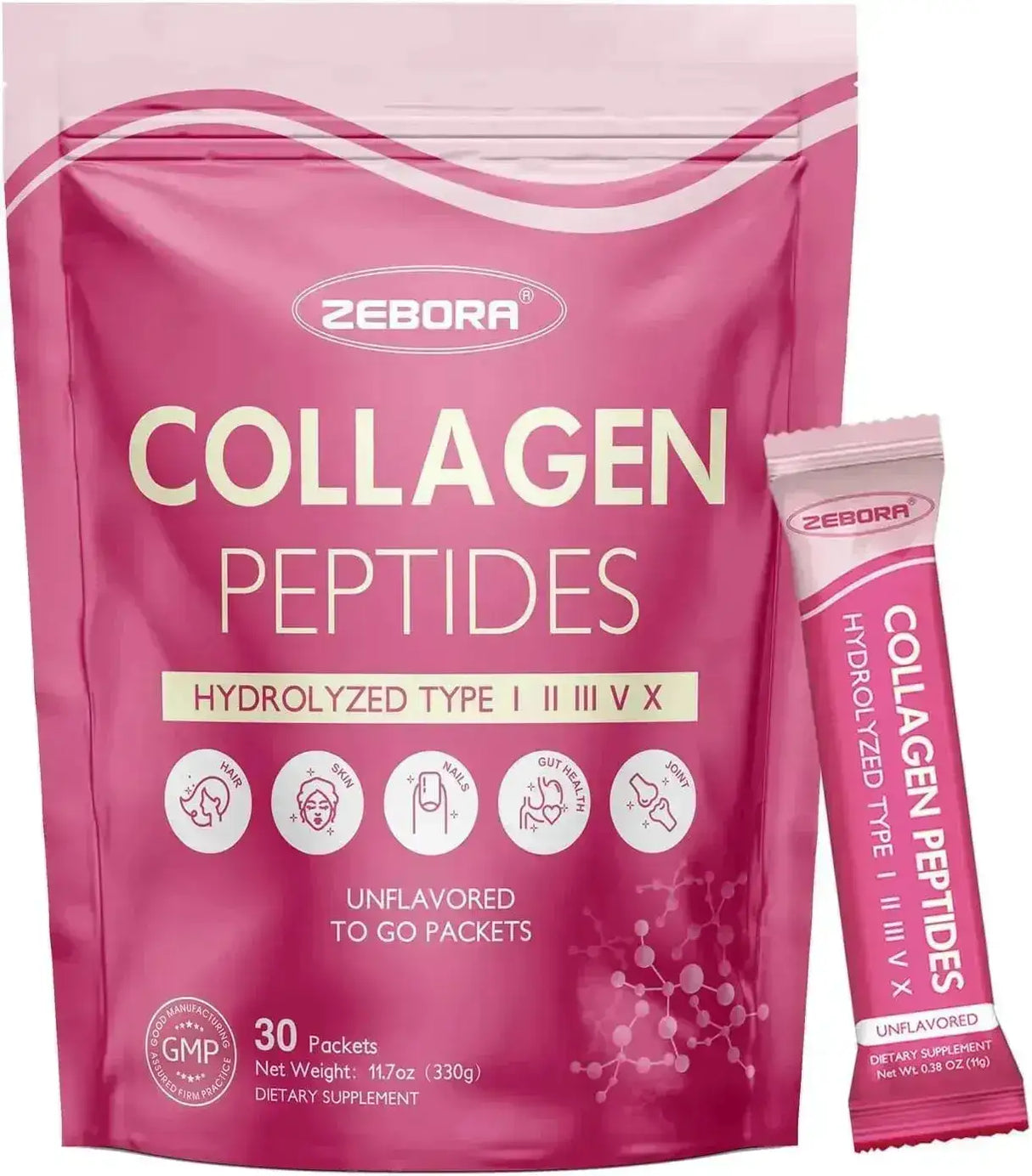 ZEBORA - ZEBORA Collagen Peptides Powder Packets with Hyaluronic Acid Biotin, MCT 30 Paquetes - The Red Vitamin MX - Suplementos Alimenticios - {{ shop.shopifyCountryName }}